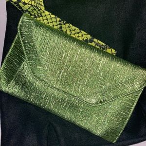 Green Metallic Envelope Clutch